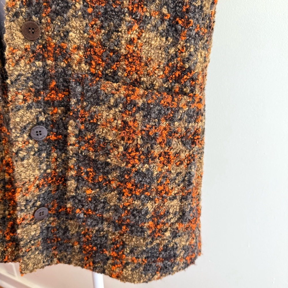 RODEBJER BROWN ORANGE GRAY PLAID COLLARED BUTTON UP BOEL BOUCLE TWEED JACKET - Picture 7 of 17